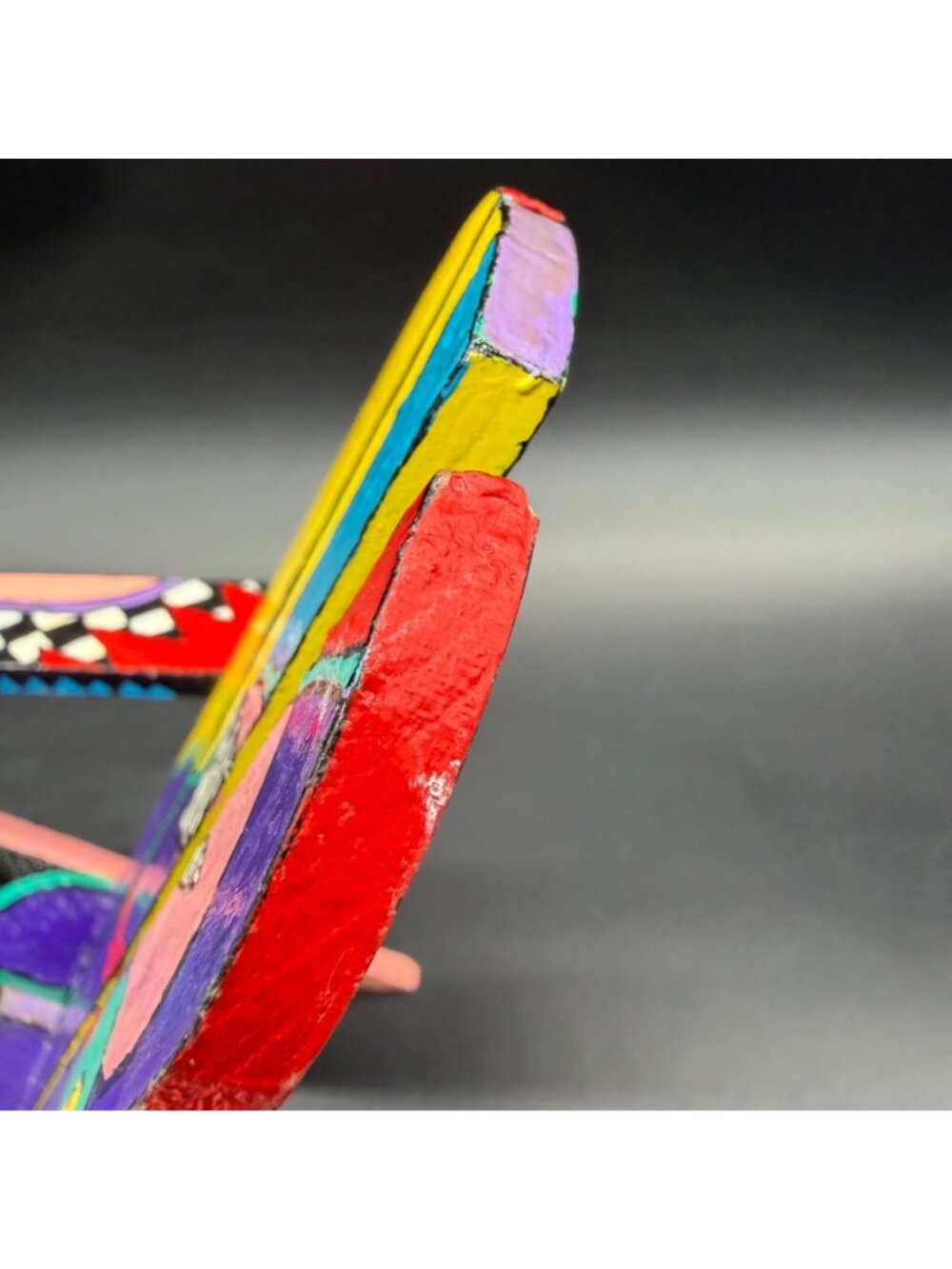 Adirondack Style Chair Doll Miniature 90s Rad Pop Art Abstract Wood Hand Painted - Picture 9 of 15